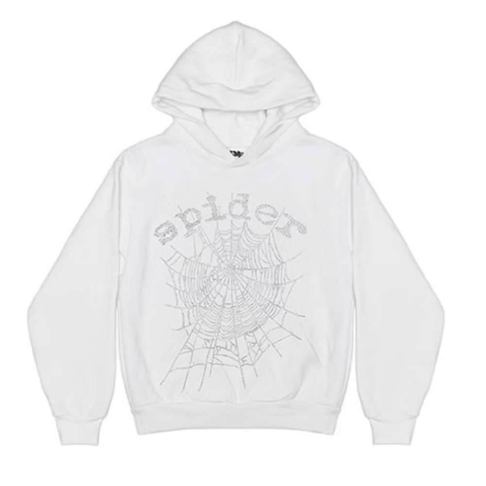 NEW Sp5der Worldwide x Young Thug OG Rhinestone Logo Hoodie White